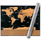 Resim Dofolink Büyük Boy Siyah Altın Dünya Skratch Haritası - Seyahat Yolculuklarını İşaretle, Göster Ve Hatırla 82.5x59.4cm 