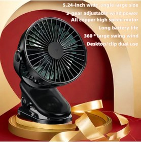 Resim WASHA Taşınabilir USB Klipsli Fan Şarj Edilebilir, 720° Dönebilme, 3 Hız Yaz ve Dış Mekan Kullanımı İçin 
