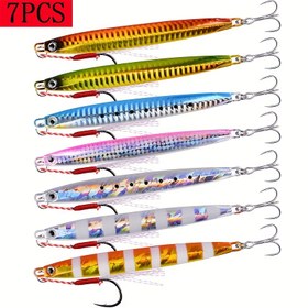 Resim 7 Parça Canlı Metal Jig Balıkçılık Yemleri Seti - Çeşitli Ağırlıklarda Yavaş Döküm Kaşıklar (10g/0.35oz'dan 40g/1.41oz'a) - Dayanıklı Demir & Kurşun Yapısı, Uzun Atışlar & Kıyı Balıkçılığı İçin İdeal 
