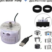 Resim 1 adet Ultra Sessiz Kedi Su Çeşmesi Pompası, 2 adet Öncü Filtre Süngeri ile - USB Güçlü, Sessiz Daldırılabilir Yedek Motor, Kedi Su Çeşmesi için Daldırılabilir Yedek Motor|Düşük Çıkış Gücü|USB Bağlantı Arkadaşı, Pil Olmadan 