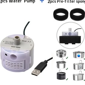 Resim 1 adet Ultra Sessiz Kedi Su Çeşmesi Pompası, 2 adet Öncü Filtre Süngeri ile - USB Güçlü, Sessiz Daldırılabilir Yedek Motor, Kedi Su Çeşmesi için Daldırılabilir Yedek Motor|Düşük Çıkış Gücü|USB Bağlantı Arkadaşı, Pil Olmadan 