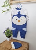 Resim babyraise %100 Pamuk Penguen Nakışlı Bereli Bebek Tulum Mavi 