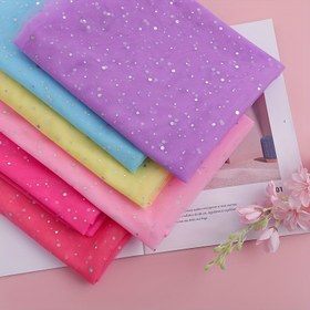 Resim Kızlar için Yaz Prenses Elbisesi İçin 1 Adet Simli Nokta Baskılı Gümüş Tül Kumaş, El Yapımı DIY Giysi Süsleme Bezi 150cm*100cm 