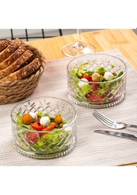Resim Porsima 2 Li Kristal Cam Çerezlik Sunumluk Tek Kişilik Salata Kasesi Seti 400 Ml 