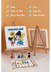 Resim Annemizin Günü Temalı Eğitici Boyama Tuvali Şövaleli Set 20x20 Cm 