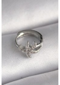 Resim 316l Çelik Gümüş Renk Zirkon Taşlı Deniz Yıldızı Model Tragus Piercing Çok Renkli 