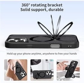 Resim Gpack Apple iPhone 16 Pro Max ile Uyumlu Kılıf, Karbon Fiber, Magsafeli, Standlı, Siyah 