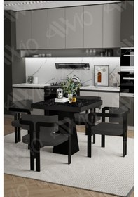 Resim Avvio Lexus Lake Mdf Ayak Tokyo Demonte Sandalye 80x80 Yemek Masası Mutfak Masası 4 Kişilik Siyahmermer 