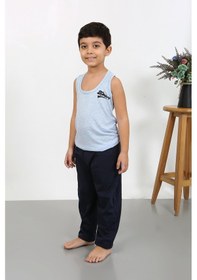Resim Akbeniz Erkek Çocuk Sıfır Kol Penye Pijama Takım Mavi 20439 