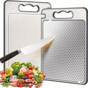Resim Mutfak Çift Taraflı Kesme Tahtası, Mutfakta Kesme Tahtası, Meyve Suyu Oluklu ve Anti-Scratch İzgara Tasarımı Bileme Taşı, Meyveler, Sebzeler ve Etler için Uygundur, Kolay Tutma Kolu, Mutfak Pişirme Aksesuarı 
