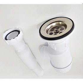 Resim Yapıtaşı Taslı Körüklü Lavabo evye gider sifonu beyaz 