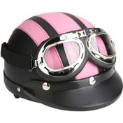 Resim Youtek Motorcycle Scooter Open Face Half Leather Helmet With Visor Uv Vaq396 Açık Mor Açık Pembe 