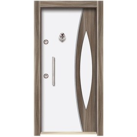 Resim Çelik Kapı Modelleri Ahşap Kaplama Düz Model Daire Kapısı Sağ 8 