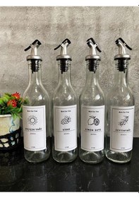 Resim 4'lü Cam Yağdanlık Sirkelik Limonluk Beyaz Etiketli Damlatmaz Baş 