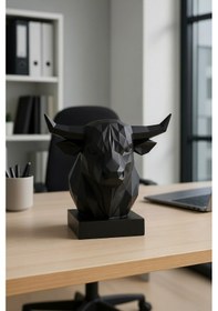 Resim Dekoratif Büst Boğa Heykeli Özel Tasarım Hediye 12 X 16 Cm 