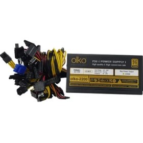 Resim Olko 2200, 2200W, 14CM Fan, 16XPCI-E 6+2pin, 1X20+4PIN, 8xsata, Atx, Power Supply (Psu) 