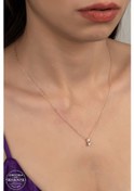 Resim Union Swarovski Zirconia Kadın Mini Tektaş Rose Gümüş Kolye 