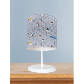 Resim Mekta Home Bebek ve Çocuk Odası Küçük Evler ve Yol Desenli Abajur 