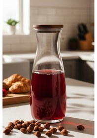 Resim Snippy Nur - Ahşap Kapaklı Cam Sürahi Karaf 1180 Ml 