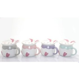 Resim Periboia Tavşan Tasarımlı Porselen Kupa Bardak 