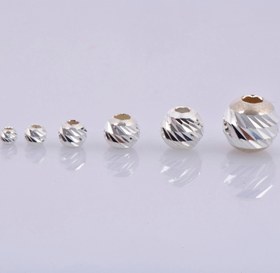 Resim 925 Silver Diamond Cut Round Beads, Sterling Silver Laser Multi Diamond Cut Beads, Moon Cut Spacer Beads, Jewelry Supplies, M2 A-F - 2mm(30 pieces) 