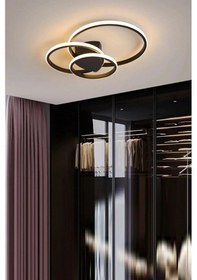 Resim Sole Siyah Renk Modern Tasarım Salon - Mutfak - Hol - Yatak Odası Beyaz Led Avize Siyah 