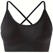 Resim Yüksek Destekli Sporcu Sütyeni, Çıkarılabilir Kupalar, Düz Renk, Çapraz Askılı, Örme Kumaş, Poliamid ve Spandex Karışımı, Nefes Alabilir, Rahat, Şık, Telsiz, Yetişkin - Yüksek Darbeli Şok Emilimi Yoga Üstü 