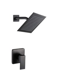 Resim Mat Siyah Ankastre Duş Seti Sıva Altı Yağmurlama Duş Başlığı Duvara Monte Banyo Tepe Başlığı Siyah 