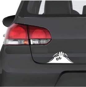 Resim Bagajdan Bakan Adam Sticker Model 1 - 25cm X 10cm - Beyaz 