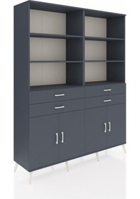 Resim Hyperion Gardrop 8 Raflı 4 Çekmeceli 4 Kapaklı 176x44x221 Antrasit-antrasit Antrasit 