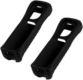 Resim Nintendo Wii Uzaktan Kumanda için Bilek Kayışı ile 2 Paket Silikon Kılıf Kapak (Siyah 2) 