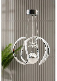 Resim Livora Lighting Angel Modern Sarkıt 3 Kademeli Şeker Toplu Krom Led Avize Gold 