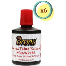 Resim Brons Beyaz Tahta Kalemi Mürekkebi 100 Cc 6 Adet Kırmızı 