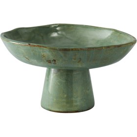 Resim Pedestal Ceramic Large Serving Stand Sage Green 