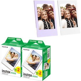 Resim Instax mini 40'lı Film Lila ve Beyaz 2 Fotoğraf Çerçevesi 