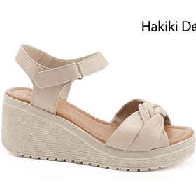 Resim GÖNDERİ(R) Kadın / Kız Vizon Bilekten Cırt Bantlı Dolgu Topuklu Hakiki Deri Sandalet 