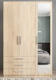 Resim Parma 3 Kapaklı Gardırop Dolap Meşe - Ücretsiz Kurulum 