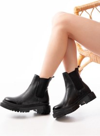 Resim 812-2137 Siyah Lastikli Günlük Kadın Bot Acı Kahverengi 