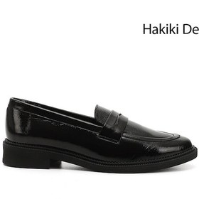 Resim Gönderi R Siyah Rugan Hakiki Deri Loafer Ayakkabı Siyah 