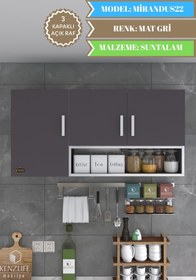 Resim Kenzlife Hazır Mutfak Mirandus22 Gri 060*120*22 Mutfak Banyo Dolabı Kapaklı Raflı 