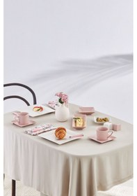 Resim Karaca Forever Bone Trend Emboss Porselen 32 Parça 6 Kişilik Kahvaltı Takımı Pink 