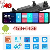 Resim Wevolt 4g Hb-20-3 64 GB 12 Inç Dokunmatik Ayna Kamera Android Uzaktan Izlemeli 1080P Ön Arka Araç Kamera. 