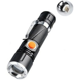 Resim P50 Led Şarjlı Mıknatıslı Usb El Feneri Siyah 