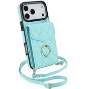 Resim Globalbloom Moda Küçük Stil Akordeon Kartlık iPhone Uyumlu 13 Pro Kılıf Telefon Askılı Cüzdan 