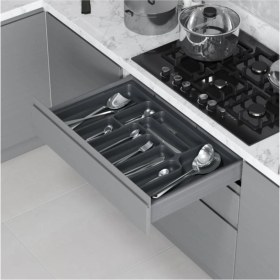 Resim Antrasit Renk Çekmece Içi Plastik Kaşıklık 74X49 Cm, 10 Gözlü 