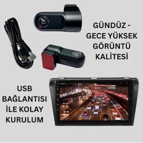 Resim Dash Cam - Yüksek Çözünürlüklü Araç Ön Kayıt Kamerası Araç Multimedya Sistemi Uyumlu - USB Bağlantı 