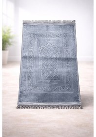 Resim Lüks Kalın Yumuşak Peluş Seccade Kaydırmaz Taban Çeyizlik Gri 