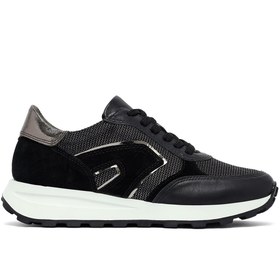 Resim Derimod Kadın Siyah Bağcıklı Kalın Tabanlı Deri Sneaker 25AFD370614 