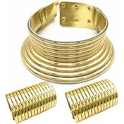 Resim Afrika Kolye Takı Setleri Abartılı Gerdanlık Kolye Iki El Bilezik Kadın Düğün Parti Seti Takı 