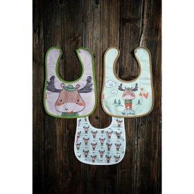 Resim Mai Perla Geyik Temalı Pamuku Microfiber Unisex Bebek Mama Önlüğü 